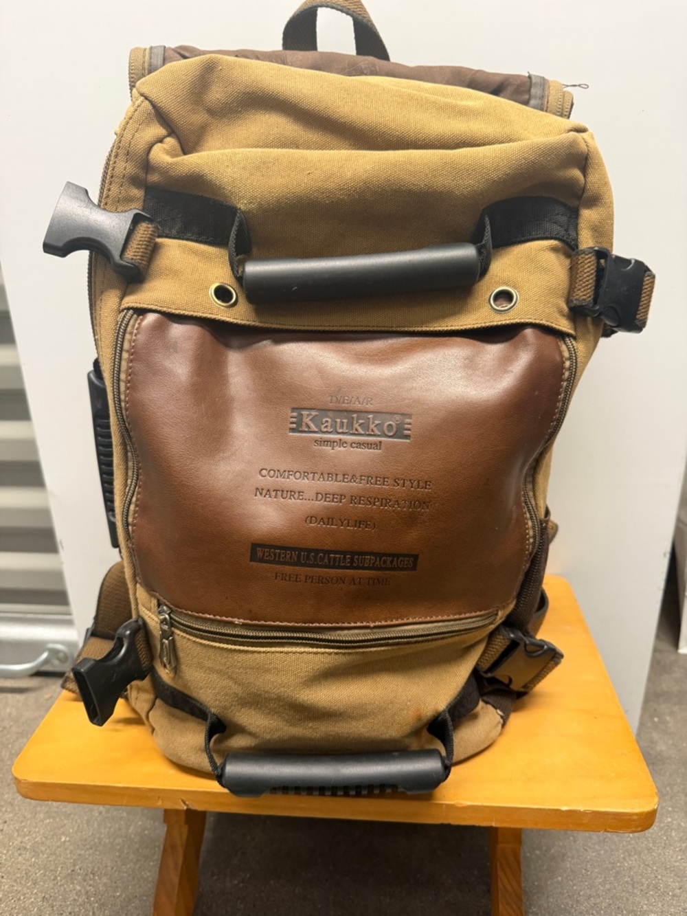 KAUKKO Huge 19" Men's Backpack Canvas Travel Bag Shoulder Bag Multi-Function